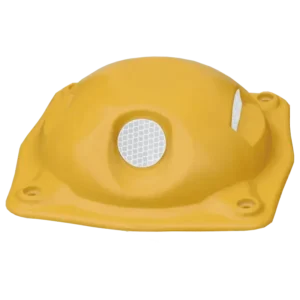 Boya I-68 amarilla con 4 áreas reflejantes de alta densidad, ideal para señalización vial, contraflujos y seguridad vehicular.
