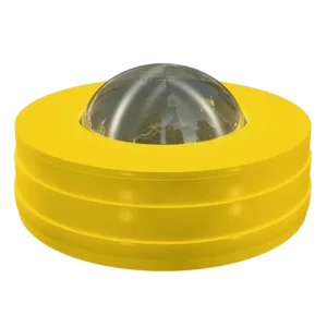 Boya Soterrada Reflectante amarilla con esfera de vidrio de silicio – señalización vial para carreteras y autopistas, alta visibilidad y resistencia vehicular.