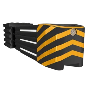 Amortiguador 7 de impactos vial indeformable amarillo con reflejante, cumple NOM-008-SCT2-2013, ideal para seguridad en carreteras y autopistas