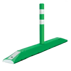 Barrera Canalizadora 150 color verde con reflejante, ideal para delimitar ciclovías, carriles reversibles y zonas de tránsito urbano. Diseño modular y resistente.