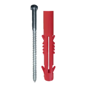 Tornillo y Taquete polipropileno, usado para fijar dispositivos viales como hitos, topes y canalizadores.