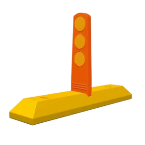 Paleta canalizadora 70-80 con lengüeta retráctil, fabricada en polietileno de alta densidad, para canalizar tráfico y proteger ciclo pista.