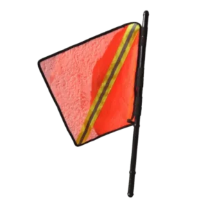 Banderola de malla sport color naranja con una franja reflejante, se usa como señal de advertencia en zonas de construcción.