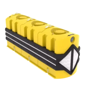 Amortiguador Acorazado de impacto vial para carreteras y autopistas con sistema acorazado de absorción frontal y lateral.