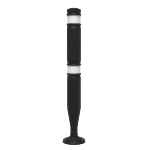 Baliza Brío 1000 Plus negra con reflejante blanco, delimitador vial flexible y resistente para ciclovías, estacionamientos y control de accesos.