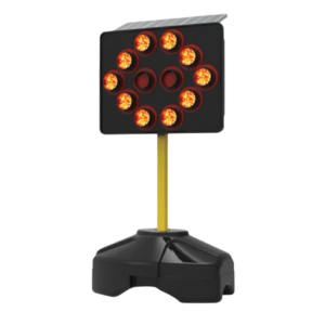Flechero Bidireccional Solar diseñado para dirigir el tránsito en desviaciones, obras o carreteras.